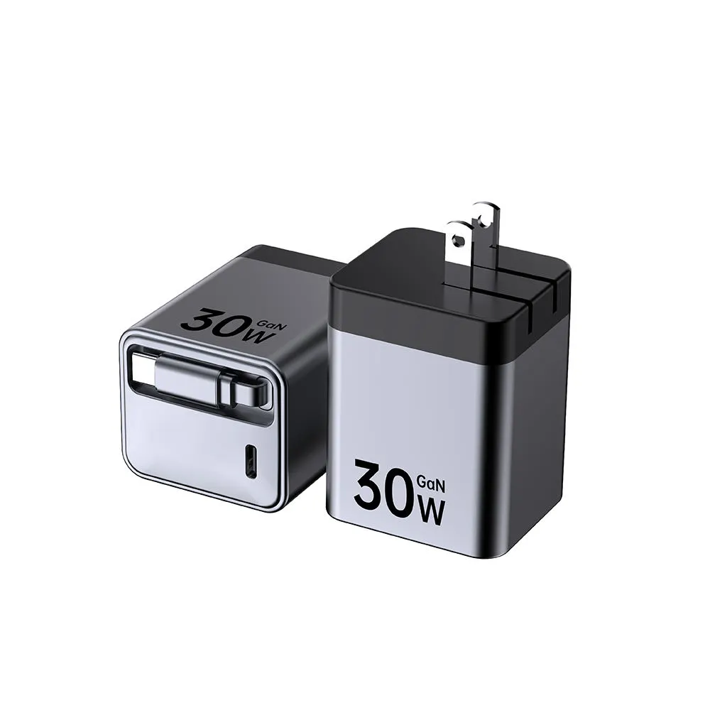 Chargeur rapide 30 W avec câble rétractable de type C