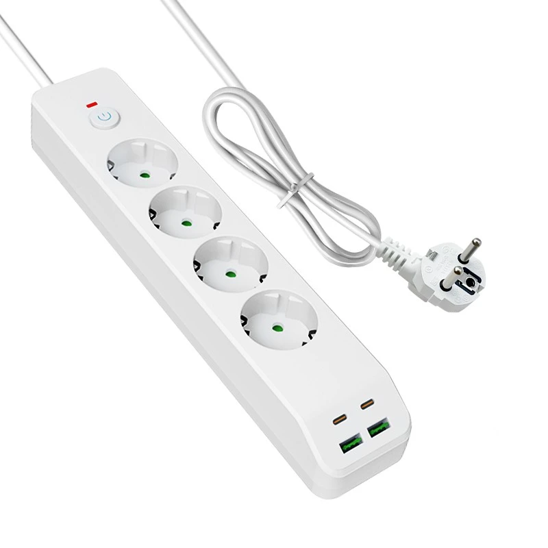 Multiprise européenne à charge rapide avec 4 CA et 4 USB