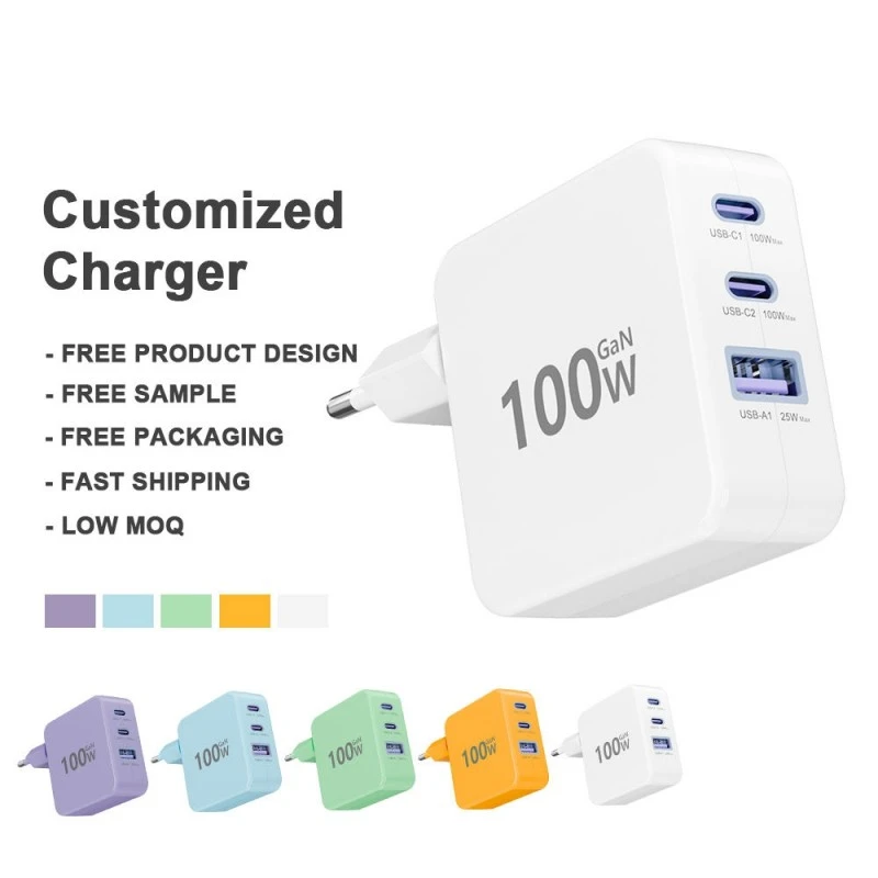 Chargeur rapide PD 3.0 100W Type C, chargeur mural compatible UK US AU EU